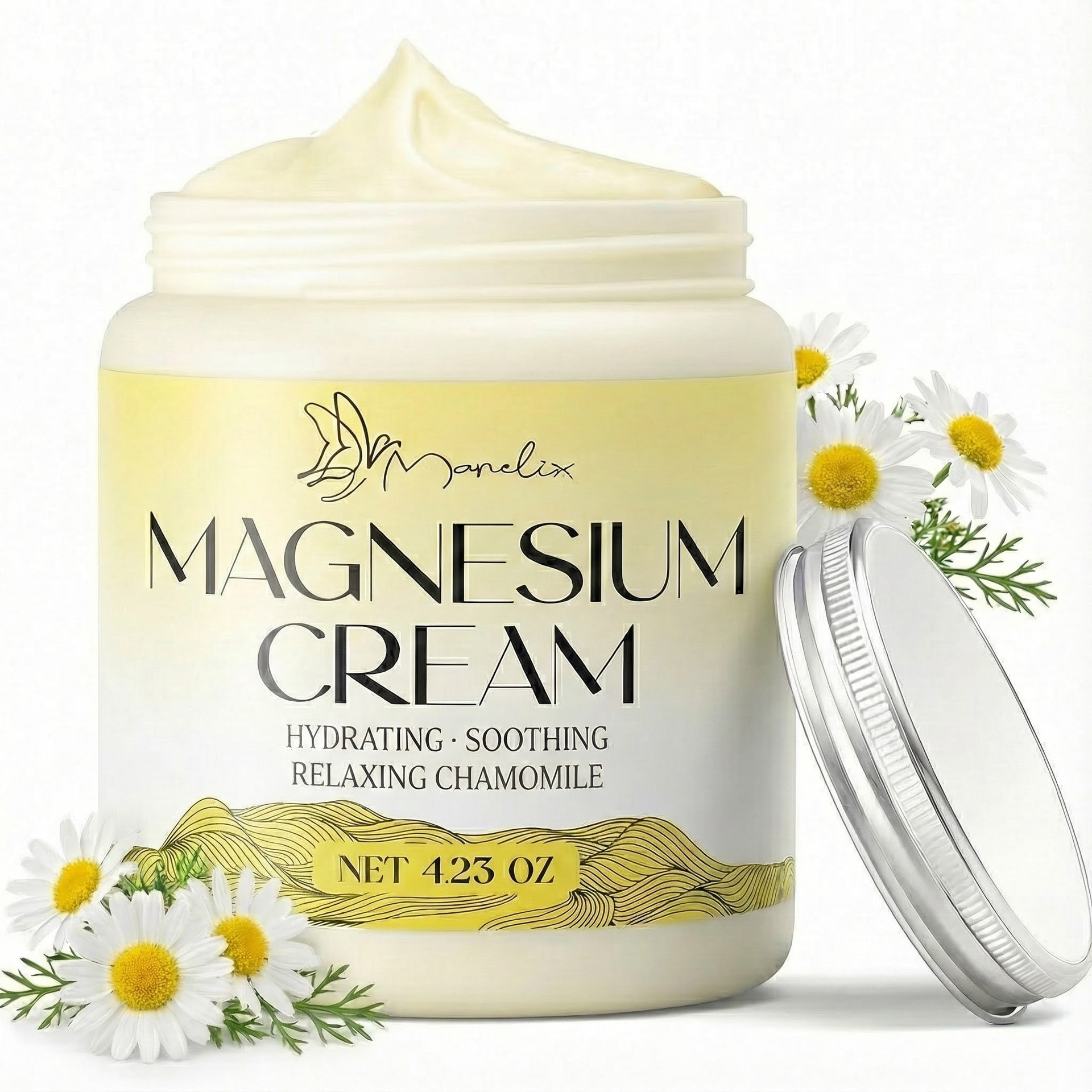 Relaxing Chamomile magnesium cream jar